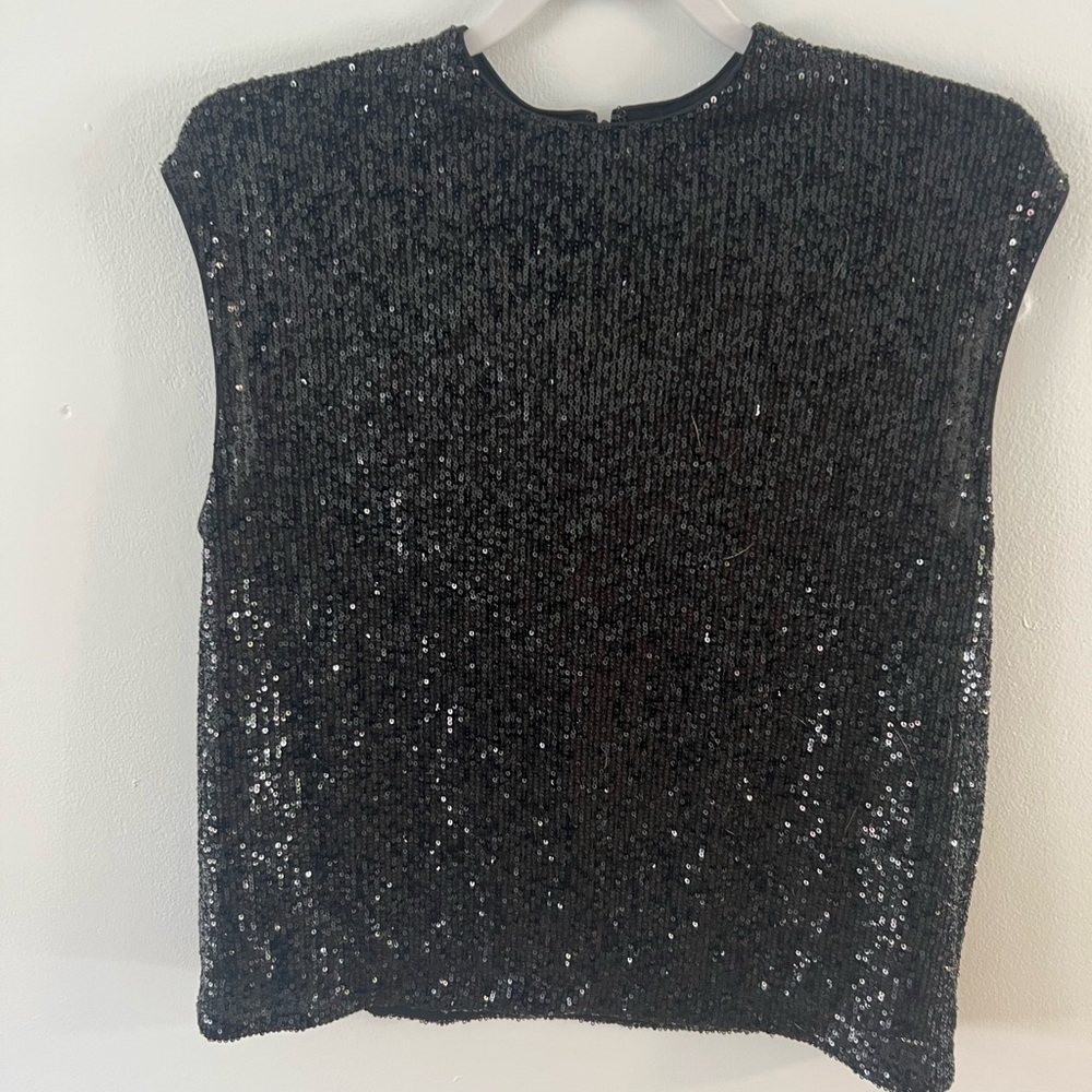 Calvin Klein Black Sequin Top Size L